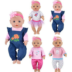 Doll Clothes 4 Sets Doll Fashion Outfits Fit for 18 inch Girl Doll,15-17 inch Baby Dolls