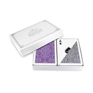 Copag Unique Luxury Design 100% Plastic Playing Cards, Poker Size Regular Index Purple/Grey Double Deck Set