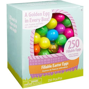 Amscan 1000ct Multi-Colored Fillable Easter Eggs, Plastic Hinged, 6 Assorted Colors + 4 Gold Eggs, 1 3/4" Dia. x 2 1/4" H