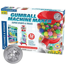 Thames & Kosmos Gumball Machine Maker Lab - Super Stunts & Tricks | Build Your Own Gumball Machines with Lessons in Physics & Engineering | 12 Experiments | Includes Delicious Gumballs | Award Winner,Multi