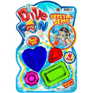 JA-RU Dive Fun Crystal Gems Diving Toys (1 Pack 4 Gems) Beach, Bath, & Pool Toys for Kids, Girls & Boys. Swimming Underwater Diving Activity Water Jewels Toys. Pool and Mermaid Party. 879-1p