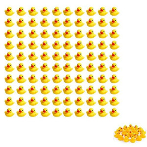 Sohapy 100Pcs Mini Yellow Rubber Ducks Tiny Baby Shower Rubber Ducks, Squeak Fun Baby Yellow Rubber Bath Toy Float Fun Decorations for Shower Birthday Party Favors Cupcake Carnival Game Gift (100Pcs)