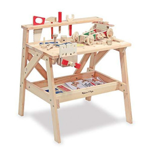 Melissa & Doug Wooden Project Solid Wood Workbench, (E-Commerce Packaging)