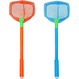 Elcoho 2 Pieces Fishing Nets Bug Net Beach Toys Nets Catch Butterflies Nets for Outdoor