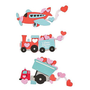 Valentine Transportation Magnet craft Kit - Makes 12 - Valentines Day crafts for Kids and Fun Home Activities