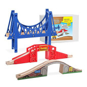 On Track USA Bridge Accessory Train Set: Suspension, Overpass and Arch Bridge Set Compatible with All Major Toy Trains Railway Expansion Accessories, Toy Train Track Accessory