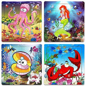 Wooden Jigsaw Puzzles for Kids Age 3-5 Year Old Puzzles for Toddler Children Learning Educational Puzzle Toys for Boys and Girls (Set of 4 Puzzles)