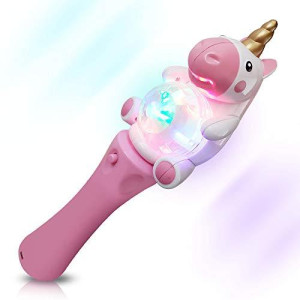 ArtCreativity 9.5 Inch Light Up Unicorn Spinning Wand - Cute Princess Wand with Spinning LEDs - Fun Pretend Play Prop - Batteries Included - Best Birthday Gift for Girls and Boys