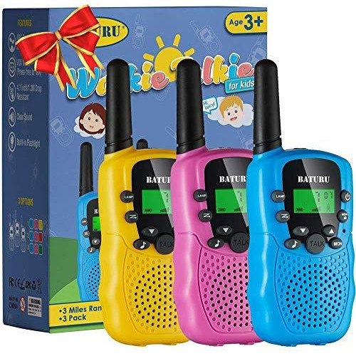 Walkie Talkie for Kids 22 Channels 2 Way Radios Toy with Backlit LCD Flashlight, 3-12 Year Old Boys Girls Gifts Toys 3 Miles Range for Outside, Camping, Hiking