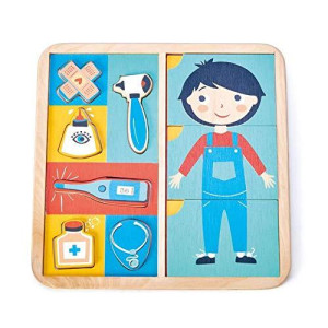 Tender Leaf Toys - Ouch Puzzle - Educational Body Parts Learning Double-Sided Puzzle with Storage Tray - Promotes Imaginary and Creative Roleplay, Helps to Create Health Awareness for Children 3+