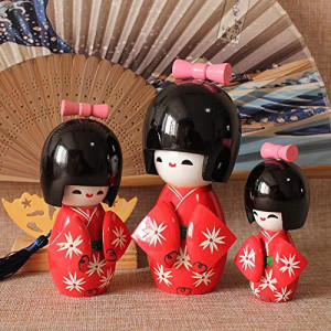Ufcell Japanese Doll Kimono Doll (3 Pieces in 1 Set) Home Decor Restaurant Bedroom Decorations Dolls for Girls Women Novelty Style 7