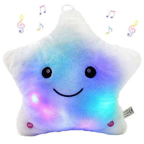 BSTAOFY 13 Light up Musical Twinkle Star Lullaby Glow Light up Stuffed Animal LED Toys Soft Cuddly Singing Christmas for Toddlers, White