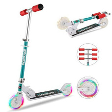 Hikole Scooter for Kids Adjustable Height 5lb Lightweight Folding Kids Scooter with LED Light Up Wheels for Boys Girls Toddler, 110lb Weight Capacity