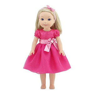 Emily Rose 14.5 Inch Doll Beautiful 14" Doll Jeweled Pink Party Dress, Includes Matching Headband Accessory | Perfect for Valentine's Day!