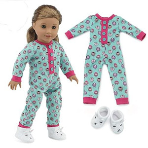 Emily Rose 18 Inch Doll PJs Pajamas Gift Set | 18" Doll Sleeping Clothes - 2 PC Set, with Fun 18" Doll Lamb Slippers! | Gift Boxed! | Compatible with 18-inch American Girl Dolls