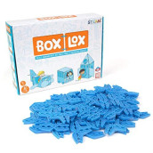 Atwood Toys Box Lox 80 pcs Creative Cardboard Building kit - Construction Toys for Girls and Boys Educational STEM Building Alternative to Building Blocks Toy (Blue)