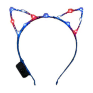 blinkee Light Up Cat Ears Starlight Patriotic Headband