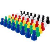 8 x 6 Style Multicolor Plastic Pawns Pieces Game for Board Games, Tabletop Markers Component