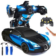 Ursulan Remote Control Transform Cars for Boys Deformed Robot Toy with 360 Speed Drifting, One Button Transformation Cars for Kid Age 6-10, Holiday Toy Xmas Gifts for Boys and Girls (Blue)
