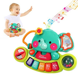 Zooawa Baby Piano Toy 6-12 Months Elephant Music Baby Toys for 6 9 12 18 Months Boys Girls Gifts, Light Up Piano Keyboard Infant Toys, Christmas Keyboard Piano Toy, Gift for 1-Year-Old Boys Girls