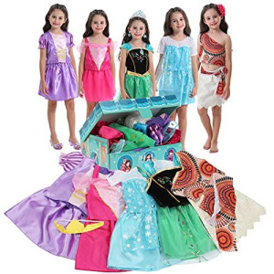 VGOFUN Girls Dress up Trunk Princess Costume Dress Pretend Play Set for Girls Toddlers (Princess dress up trunk-1)