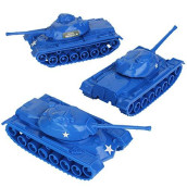 TimMee Toy Tanks for Plastic Army Men - Blue WW2 3pc - Made in USA