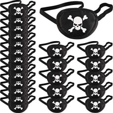 Pirate Eye Patches Black One Eye Skull Patches Silk Pirate Captain Eye Masks for Halloween Christmas Pirate Theme Party (24 Pieces)