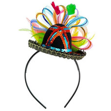 Skeleteen Womens Fiesta Sombrero Headband - Mexican Fancy Fascinator Girls Hair Accessories for Kids and adults