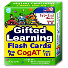 TestingMom.com CogAT Test Prep Flash Cards - Grade 1 (Level 7) - Grade 2 (Level 8) - 140+ Practice Questions - Tips for Higher Scores on The 1st Grade - 2nd Grade CogAT - Verbal & Non-Verbal