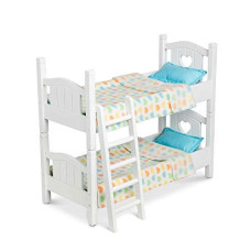 Melissa & Doug Mine to Love Wooden Play Bunk Bed for Dolls-Stuffed Animals - White (2 Beds, 17.4