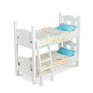 Melissa & Doug Mine to Love Wooden Play Bunk Bed for Dolls-Stuffed Animals - White (2 Beds, 17.4
