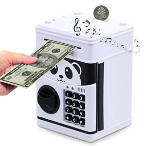 Free Breath Piggy Bank, Electronic Piggy Bank, ATM Piggy Bank for Real Money, Panda Money Saving Box,Kids Safe Bank, Cute Animated Panda Money Bank for Kids