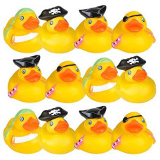 ArtCreativity 2 Inch Pirate Rubber Duckies, Pack of 12, Cute Duck Bath Tub Pool Toys, Ideal for Pirate-Themed Parties and Celebrations, Fun Decorations, Carnival Supplies, Party Favor