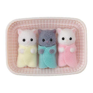 Calico Critters, Persian Cat Triplets, Dolls, Dollhouse Figures, Collectible Toys; Figures and Cradled Accessory Included