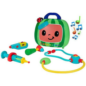 CoComelon Official Musical Checkup Case, Plays Clips from Doctor Checkup Song - Includes 4 Themed Medical Doctor Accessories (Thermometer, Syringe, Stethoscope, and More) for Fun Role Play