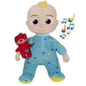 CoComelon Official Musical Bedtime JJ Doll, Soft Plush Body - Press Tummy and JJ sings clips from Yes, Yes, Bedtime Song, - Includes Feature Plush and Small Pillow Plush Teddy Bear - Toys for Babies