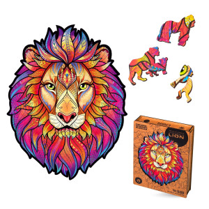 UNIDRAgON Wooden Jigsaw Puzzles - Mysterious Lion, 327 pcs, King Size 122 157, Beautiful gift Package, Unique Shape Best gift for Adults and Kids