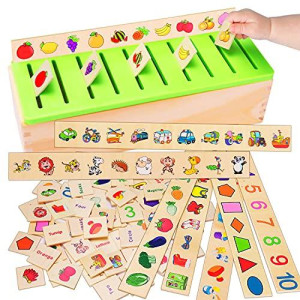 Wooden Montessori Toys for Toddlers Learning Activities Sorting Box Educational Toys Preschool Kindergarten Games Autism Toys Motor Skills STEM for Girls Boys Age 1-2 2 3 4 Year Old Kids Birthday Gift