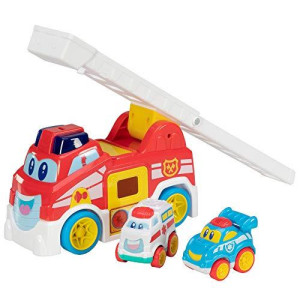 Fat Brain Toys Vroom Vroom Fire Truck - Zoom 'n Vroom Ladder Launch Fire Truck Imaginative Play for Ages 1 to 2