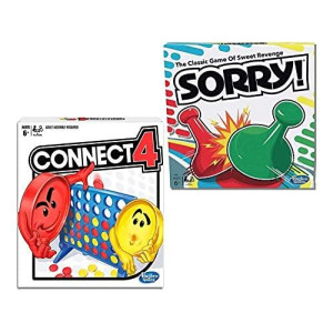 Hashbro Classic Sorry! Connect 4 Bundle |Friends, Family Indoor and Outdoor| Fun Strategy Board Games for Kids |Ages 6 and Up