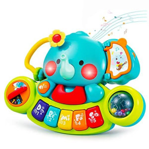 HOLA Baby Toys 6 to 12 Months, 6 Month Old Baby Piano Toys Infant Toys 6-12 Months Elephant Light Up Music 9 Month Old Baby Toys 12-18 Months, Learning Birthday Gifts Toys for 1 Year Old Girl Boy