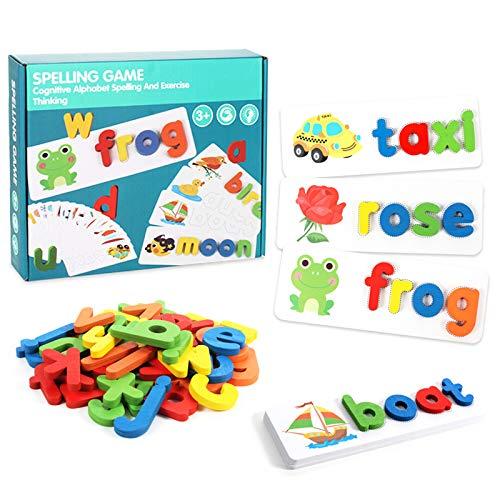 Matching Letter Game, Letter Spelling and Writing Toys for Preschool Kindergarten Alphabets Letters Sight Word Matching Games for Kids Spelling Puzzle Flashcard Learning Game for Age 3+ Years Old