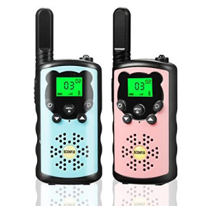 Gift for 4-12 Year Old Boys Girls, Toys for Boys Girls 3 Mile Range Walkie Talky for Kids Toys for Birthday, Indoor Outdoor Acitvities(Light Blue&Pink)