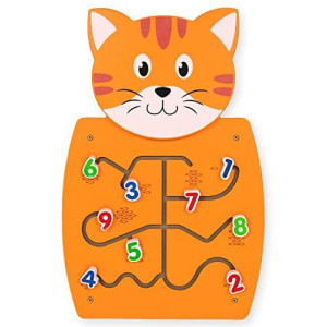 LEARNING ADVANTAGE Cat Activity Wall Panel - 18m+ - Toddler Activity Center - Wall-Mounted Toy - Busy Board Decor for Bedrooms, Daycares and Play Areas
