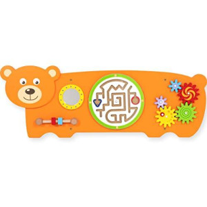 LEARNING ADVANTAGE Bear Activity Wall Panel - 18m+ - Toddler Activity Center - Wall-Mounted Toy - Busy Board Decor for Bedrooms, Daycares and Play Areas