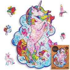 UNIDRAgON Wooden Jigsaw Puzzles - Inspiring Unicorn, 313 pcs, King Size 122x161, Beautiful gift Package, Unique Shape Best gift for Adults and Kids