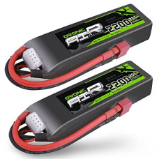 OVONIC 3S Lipo Battery 25C 2200mAh 11.1V Lipo Battery with Dean-Style T Connector for RC Airplane Helicopter Quadcopter RC Car Truck Boat(2 Packs)