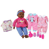 Lissi 15" Baby Doll Set with Extra Clothes and Accessories (African American)