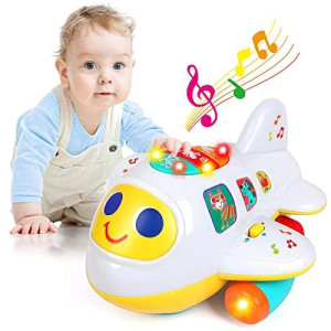 Baby Toys for 1 Year Old Boys Girls Electronic Airplane Toys Kids Baby Early Education Toys Christmas Birthday Gifts for 1 2 3 4 Year Old Toddler Children Boy Girl Sound Light Effect Music Travel Toys