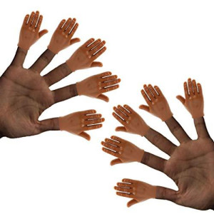 Daily Portable Dark Skin Tone Tiny Hands (High Five) 10 Pack- Flat Hand Style Mini Hand Puppet - 5 Left & 5 Right Hands TIK Tok